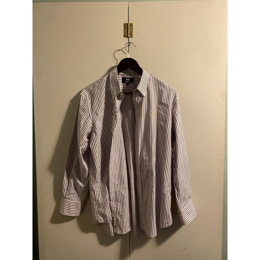 La Martina Shirt Mens Medium M Striped Long Sleeve Cotton Casual Button Up Work